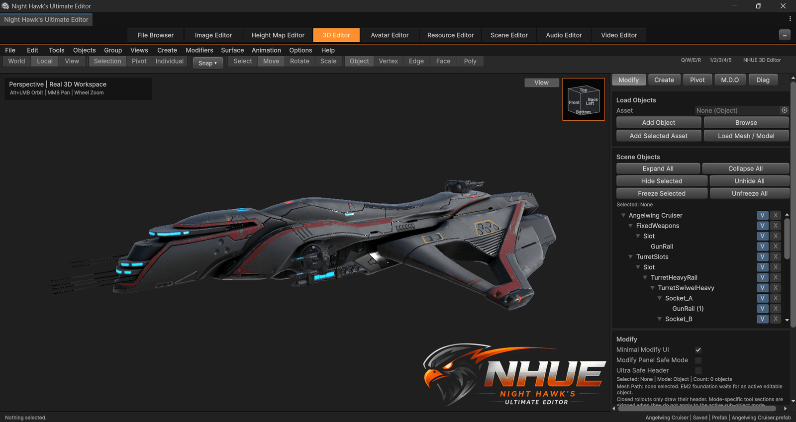 NHUE 3D Editor sci-fi cruiser showcase screenshot