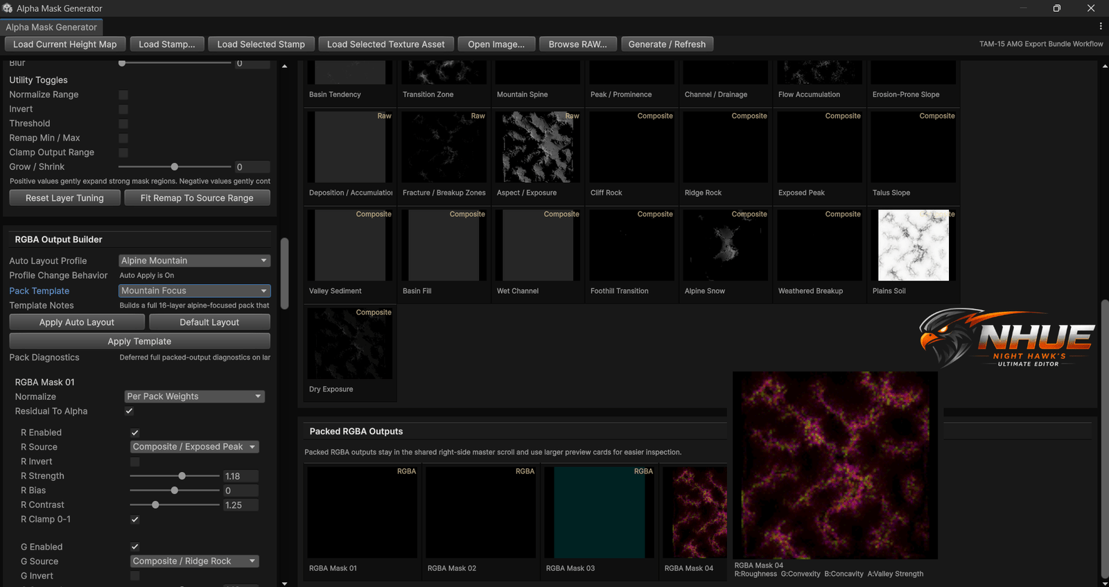 NHUE Alpha Mask Generator layer bank screenshot