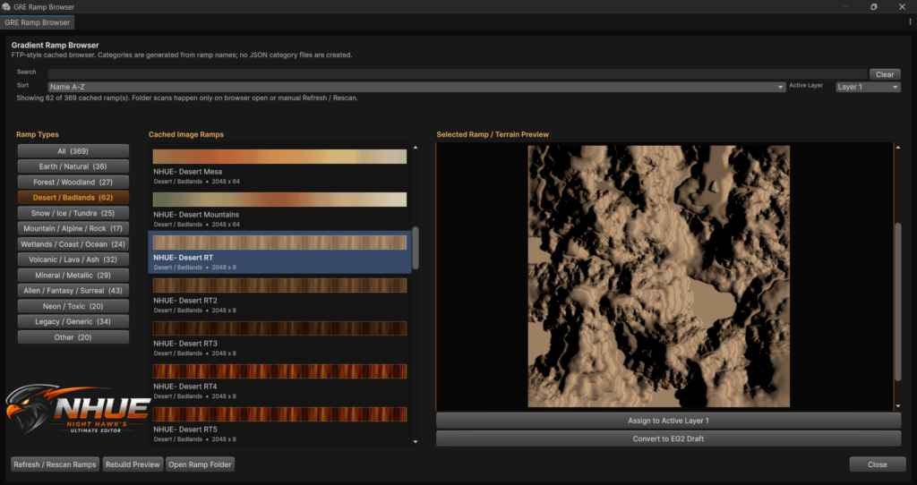 NHUE Gradient Ramp Editor Ramp Browser