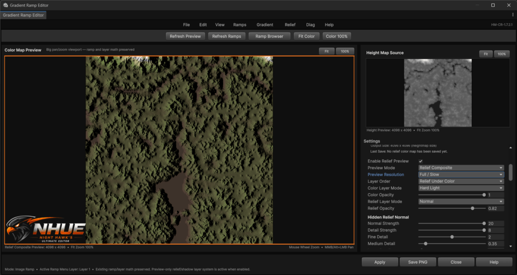 Rebuilt NHUE Gradient Ramp Editor colormap window